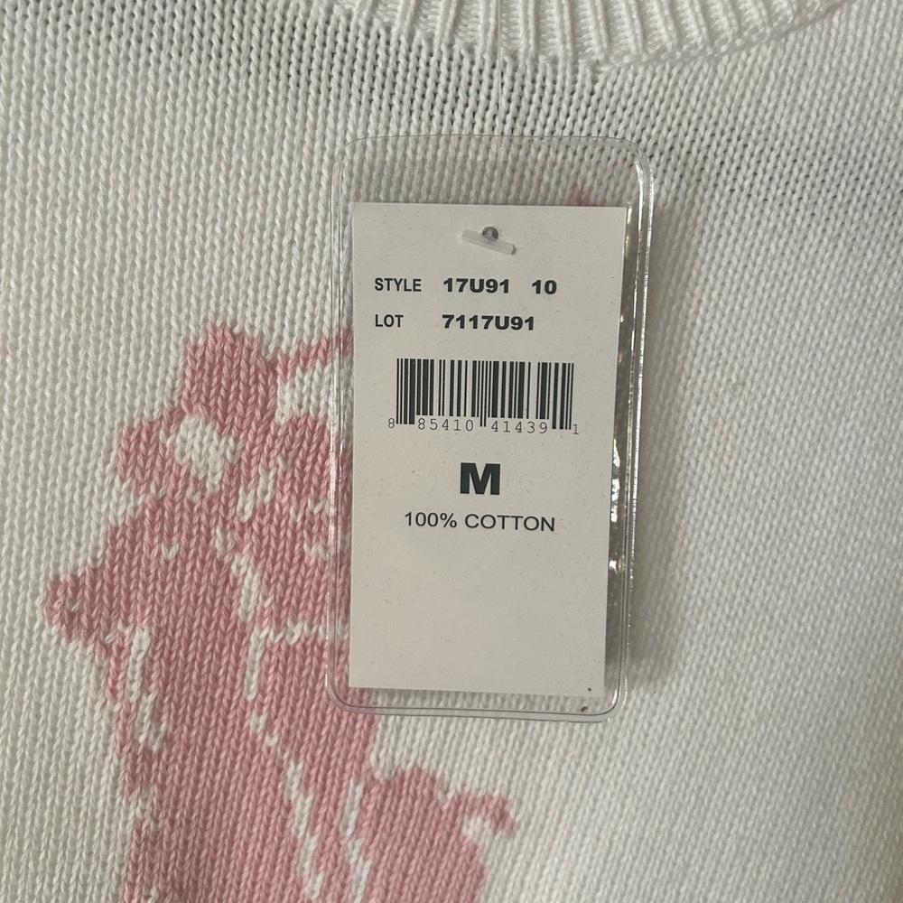 Vintage Black Label Ralph Lauren Knit Pink White Sweater ASO Charlotte York SATC - Picture 5 of 6